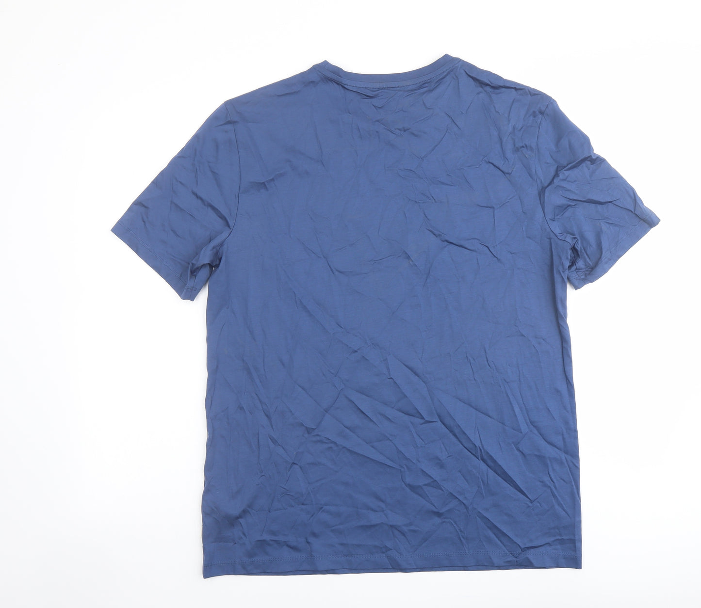 Autograph Mens Blue Cotton T-Shirt Size M Round Neck