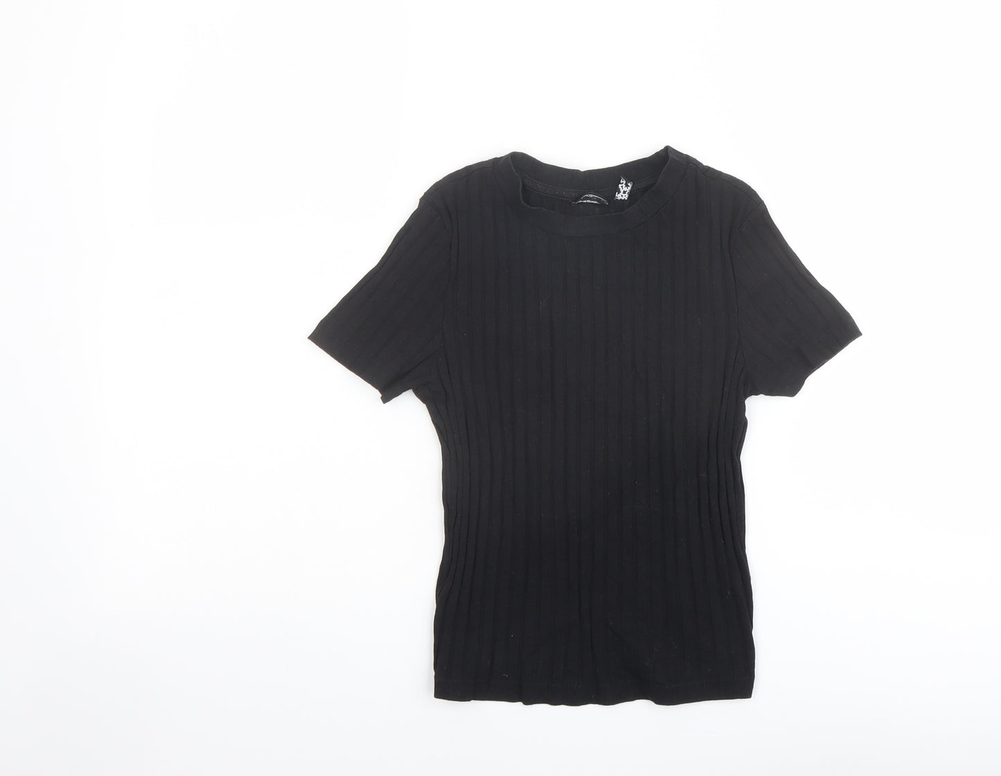ASOS Womens Black Cotton Basic T-Shirt Size 6 Round Neck