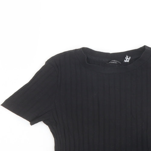 ASOS Womens Black Cotton Basic T-Shirt Size 6 Round Neck
