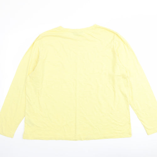 Marks and Spencer Womens Yellow Cotton Basic T-Shirt Size 16 Round Neck