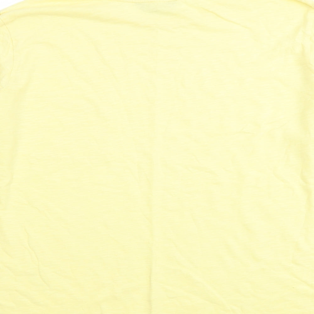 Marks and Spencer Womens Yellow Cotton Basic T-Shirt Size 16 Round Neck
