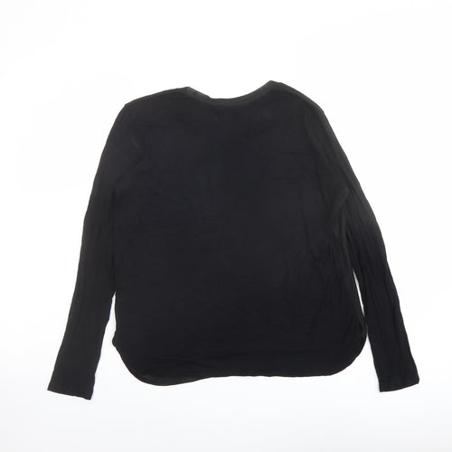Zara Womens Black Polyester Basic Blouse Size M Round Neck - Mesh Panels