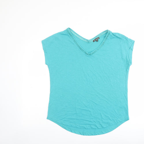 Bonmarché Womens Green Polyester Basic T-Shirt Size 14 V-Neck - Bobble Detail