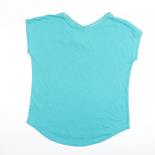 Bonmarché Womens Green Polyester Basic T-Shirt Size 14 V-Neck - Bobble Detail