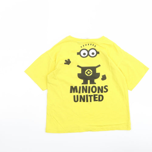 Zara Boys Yellow Cotton Basic T-Shirt Size 6 Years Round Neck Pullover - Minions