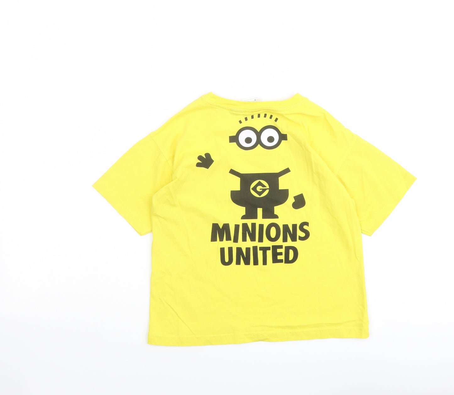 Zara Boys Yellow Cotton Basic T-Shirt Size 6 Years Round Neck Pullover - Minions