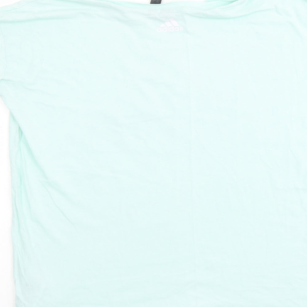 adidas Womens Green Cotton Basic T-Shirt Size 12 Round Neck