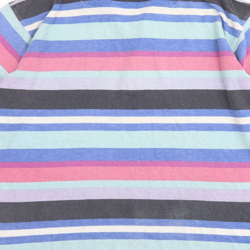 Boden Mens Multicoloured Striped Cotton Polo Size L Collared Button