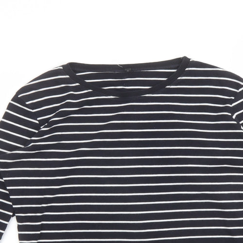 Marks and Spencer Womens Black Polka Dot Cotton Basic T-Shirt Size 16 Round Neck