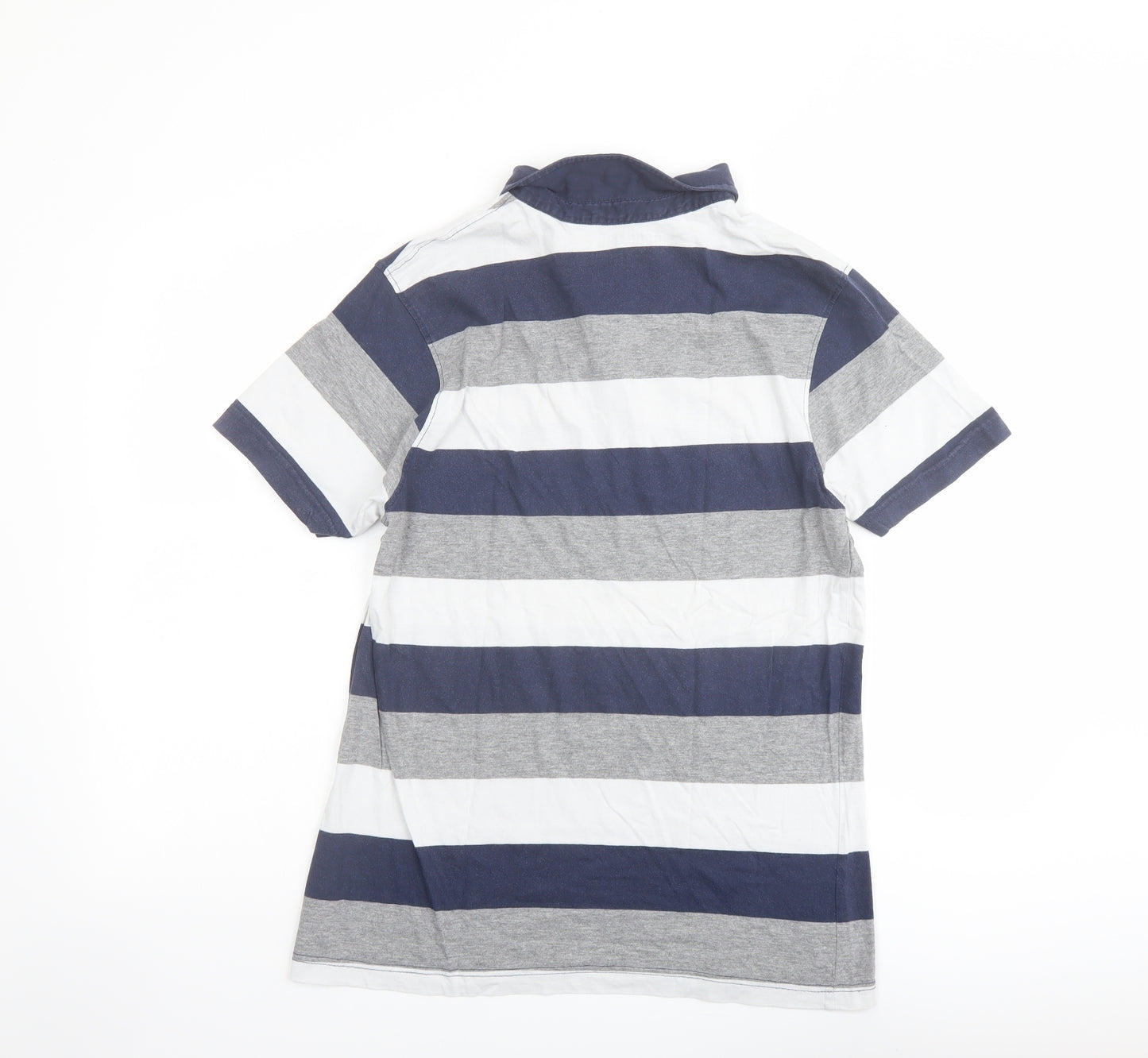 Goodsouls Mens Multicoloured Striped Cotton Polo Size M Collared Button