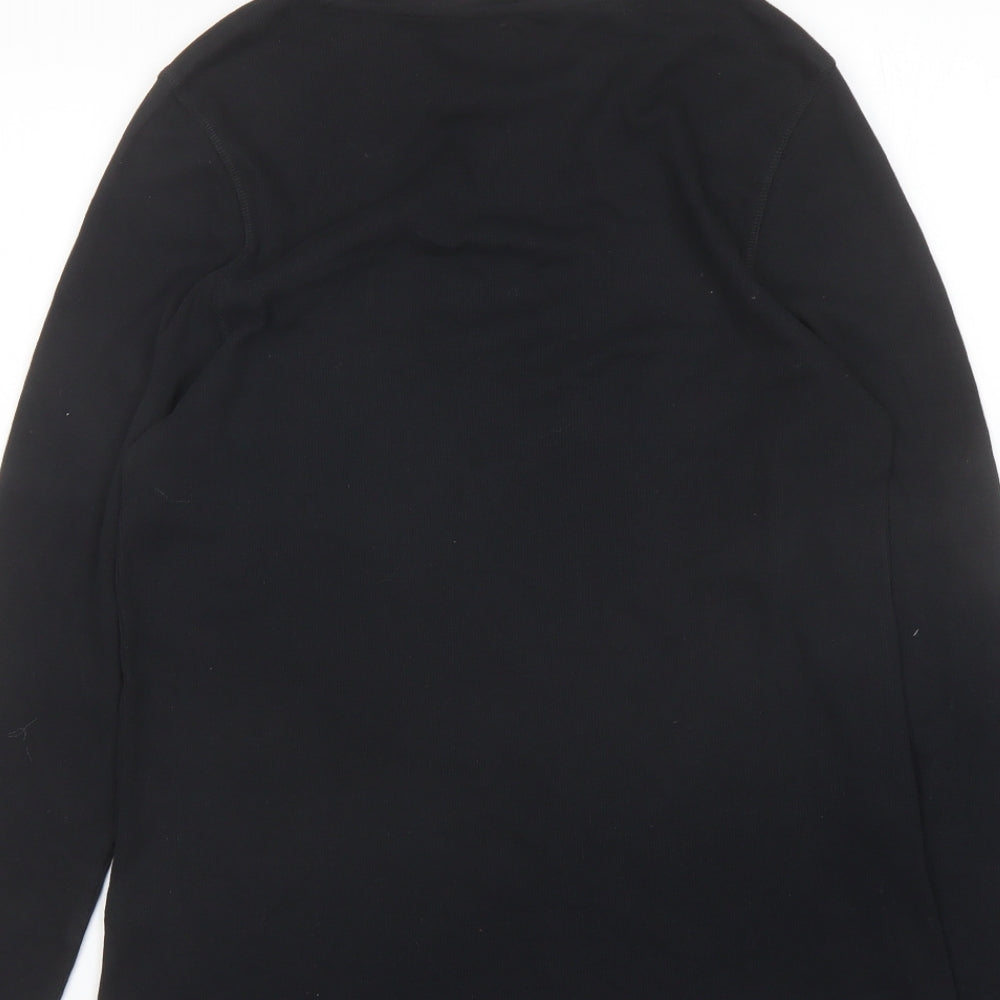 Marks and Spencer Womens Black Cotton Basic T-Shirt Size 16 Round Neck - Ribbed