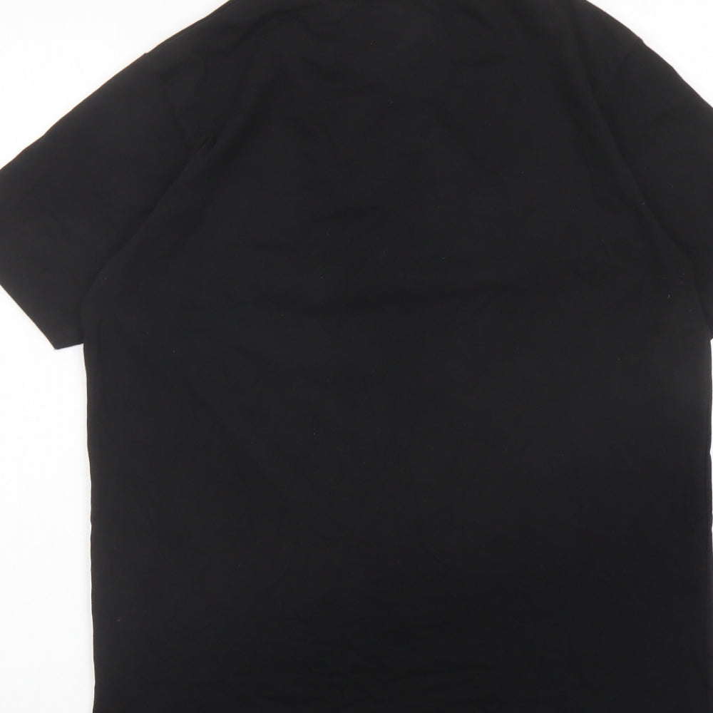 Four Squares Mens Black Cotton T-Shirt Size L Crew Neck