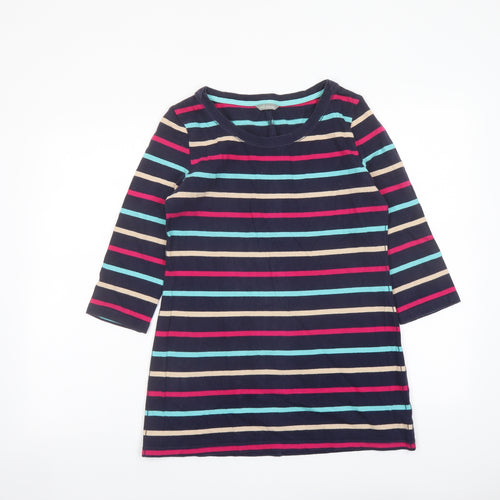 Marks and Spencer Womens Multicoloured Striped Cotton Basic T-Shirt Size 12 Round Neck
