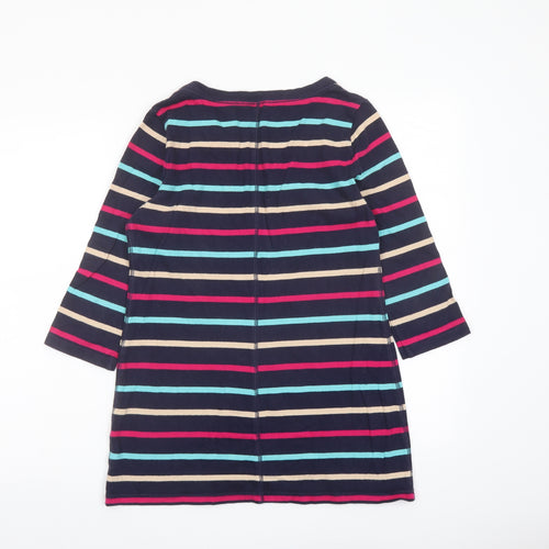 Marks and Spencer Womens Multicoloured Striped Cotton Basic T-Shirt Size 12 Round Neck