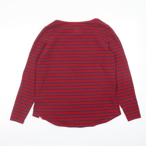 Fat Face Womens Red Striped Cotton Basic T-Shirt Size 14 Round Neck