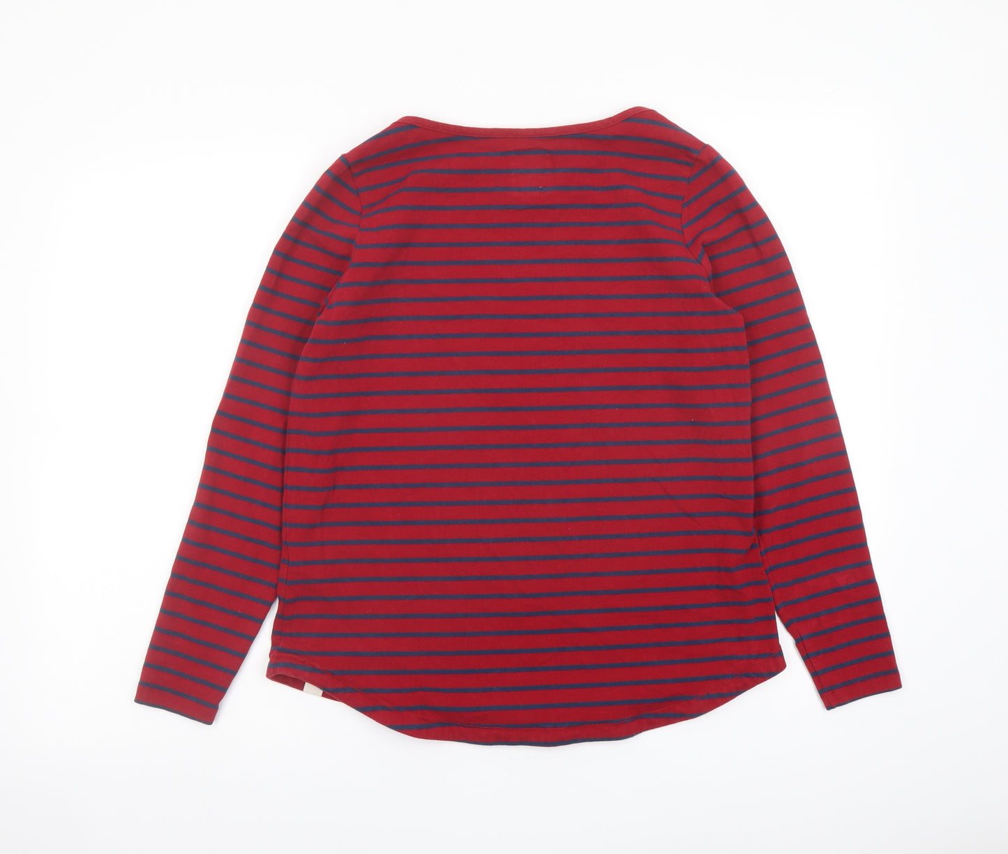 Fat Face Womens Red Striped Cotton Basic T-Shirt Size 14 Round Neck