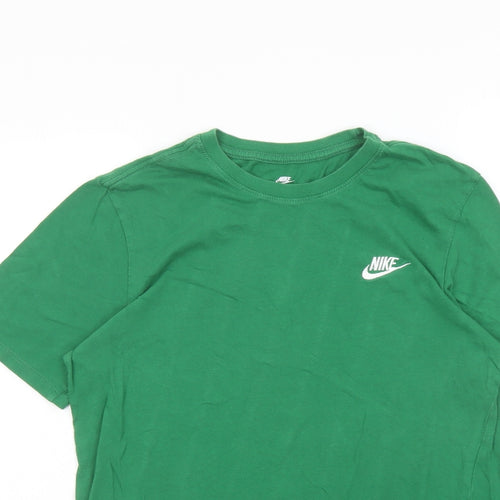 Nike Womens Green Cotton Basic T-Shirt Size M Round Neck - Unisex