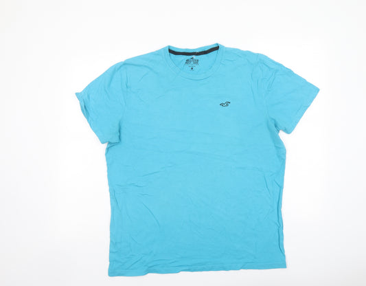 Hollister Mens Blue Cotton T-Shirt Size XL Crew Neck