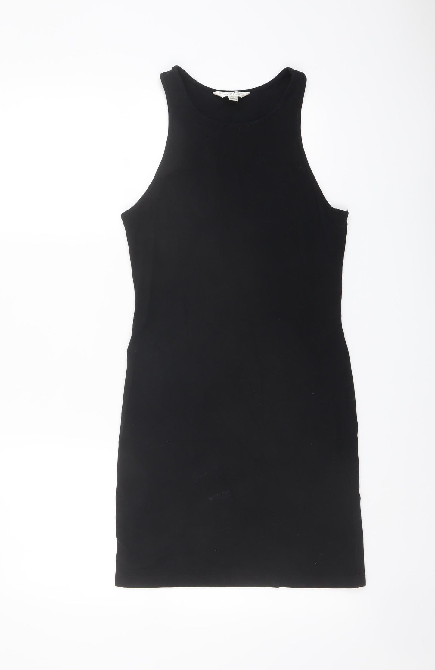 Miss Selfridge Womens Black Polyester Tank Dress Size 12 Round Neck Pullover