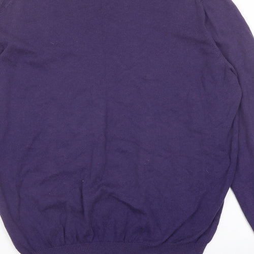 John Lewis Mens Purple V-Neck Cotton Pullover Jumper Size XL Long Sleeve
