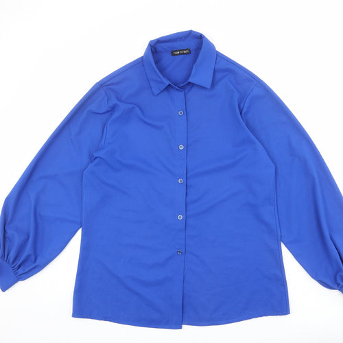 I SAW IT FIRST Womens Blue Polyester Basic Button-Up Size 8 Collared