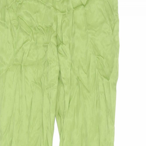 Zara Womens Green Viscose Trousers Size M L32 in Regular Zip
