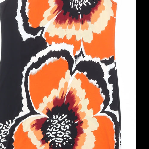 Wallis Womens Black Polyester Shift Size M Round Neck Button - Floral Print