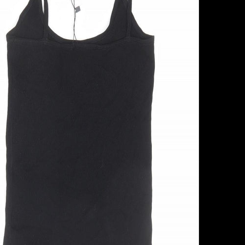 Zara Womens Black Viscose Basic Tank Size M Round Neck