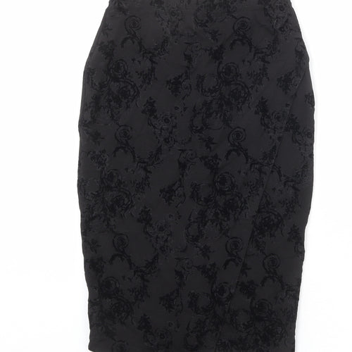 NEXT Womens Black Geometric Polyester Straight & Pencil Skirt Size 10