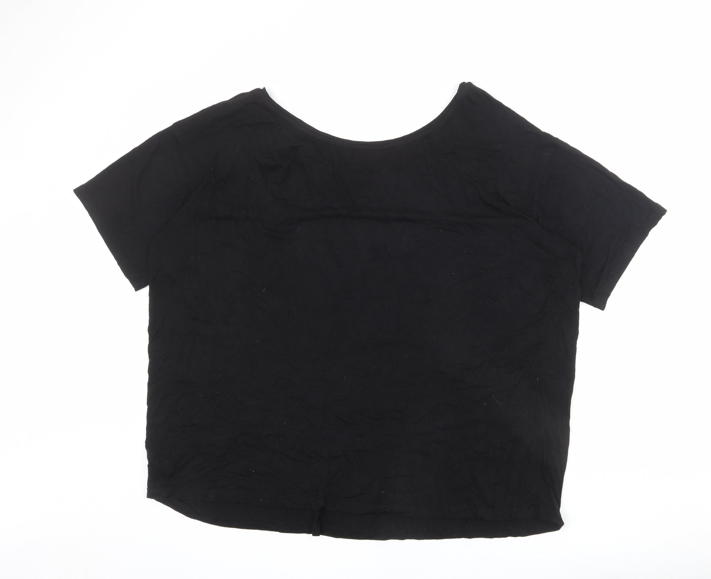 NEXT Womens Black Viscose Basic T-Shirt Size 20 V-Neck - Sequin Details