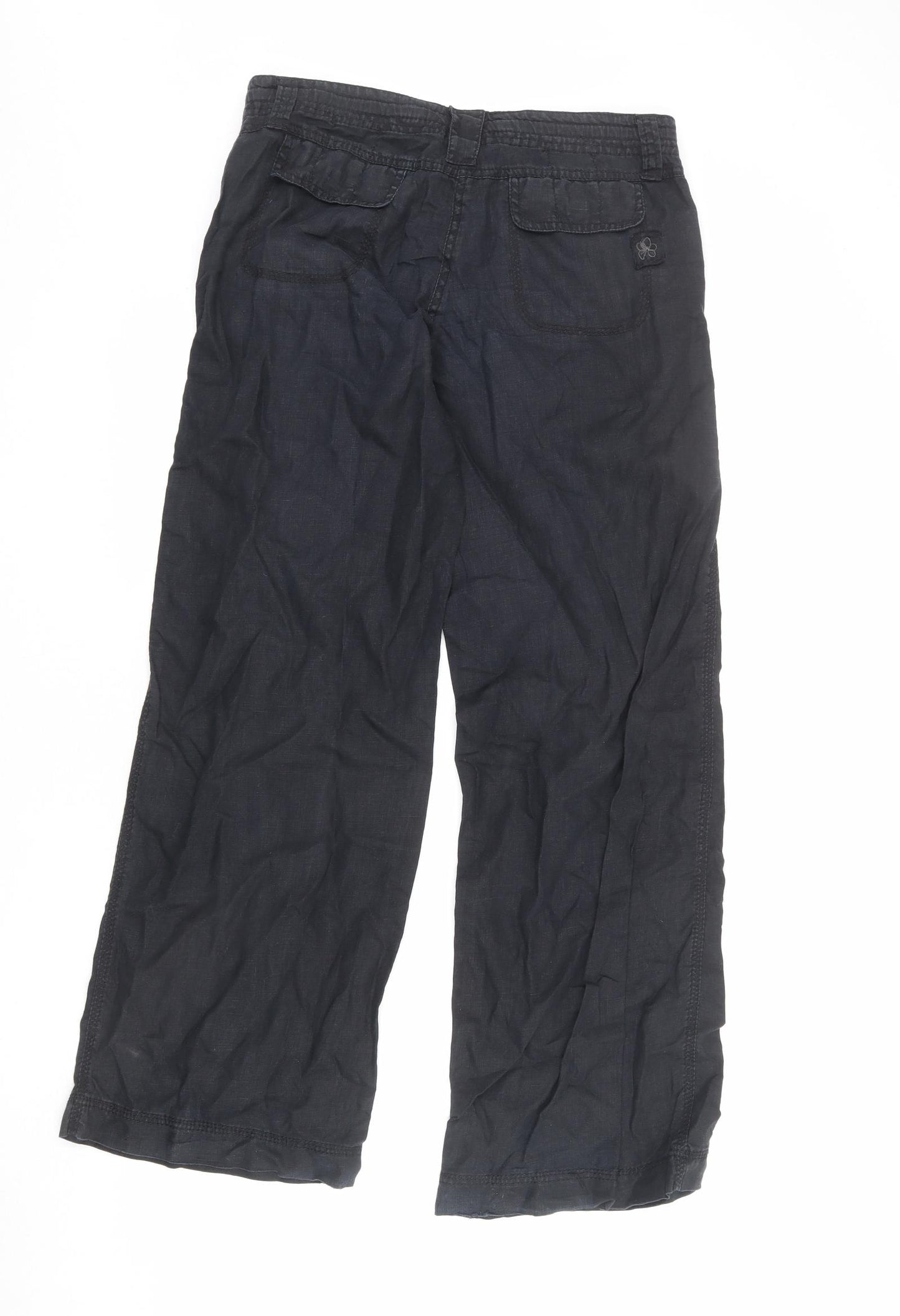 River Island Womens Black Linen Trousers Size 10 L30 in Regular Zip
