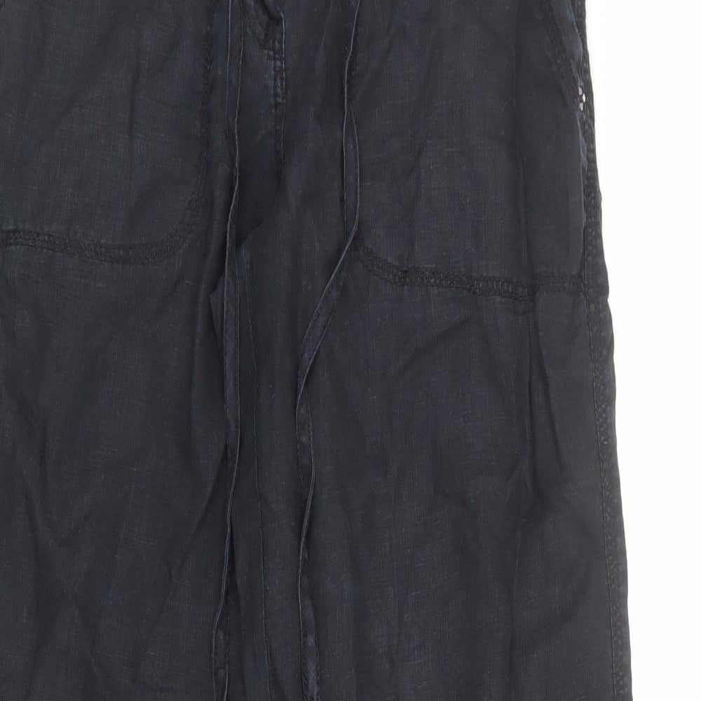 River Island Womens Black Linen Trousers Size 10 L30 in Regular Zip