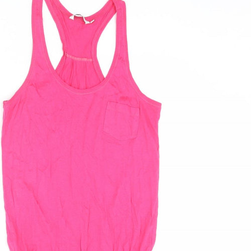 New Look Womens Pink Cotton Tank Dress Size 12 Round Neck Pullover