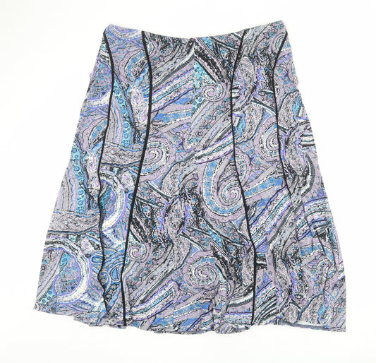 Per Una Womens Multicoloured Geometric Viscose A-Line Skirt Size 20