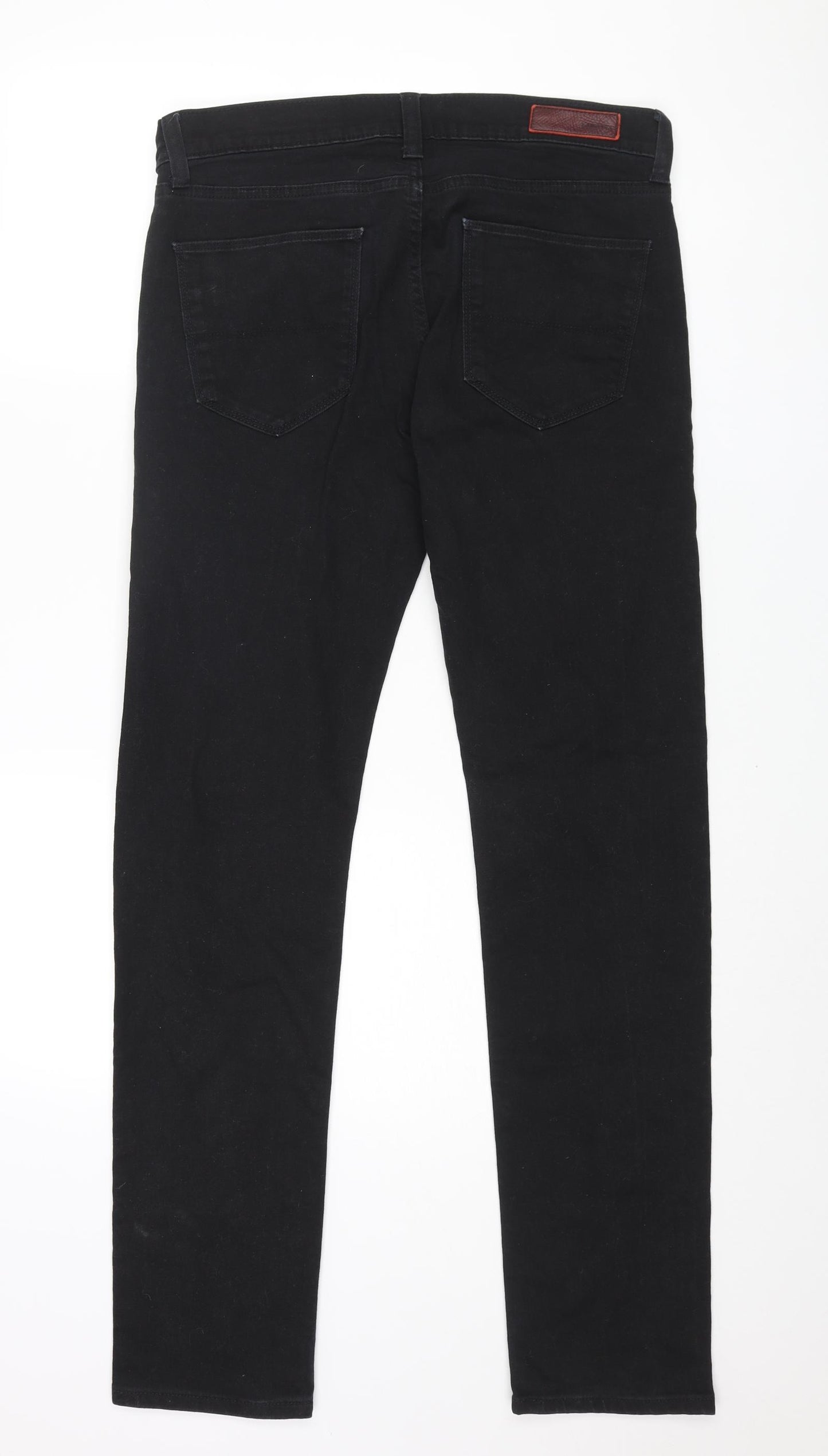 Marks and Spencer Mens Black Cotton Skinny Jeans Size 32 in L33 in Regular Button