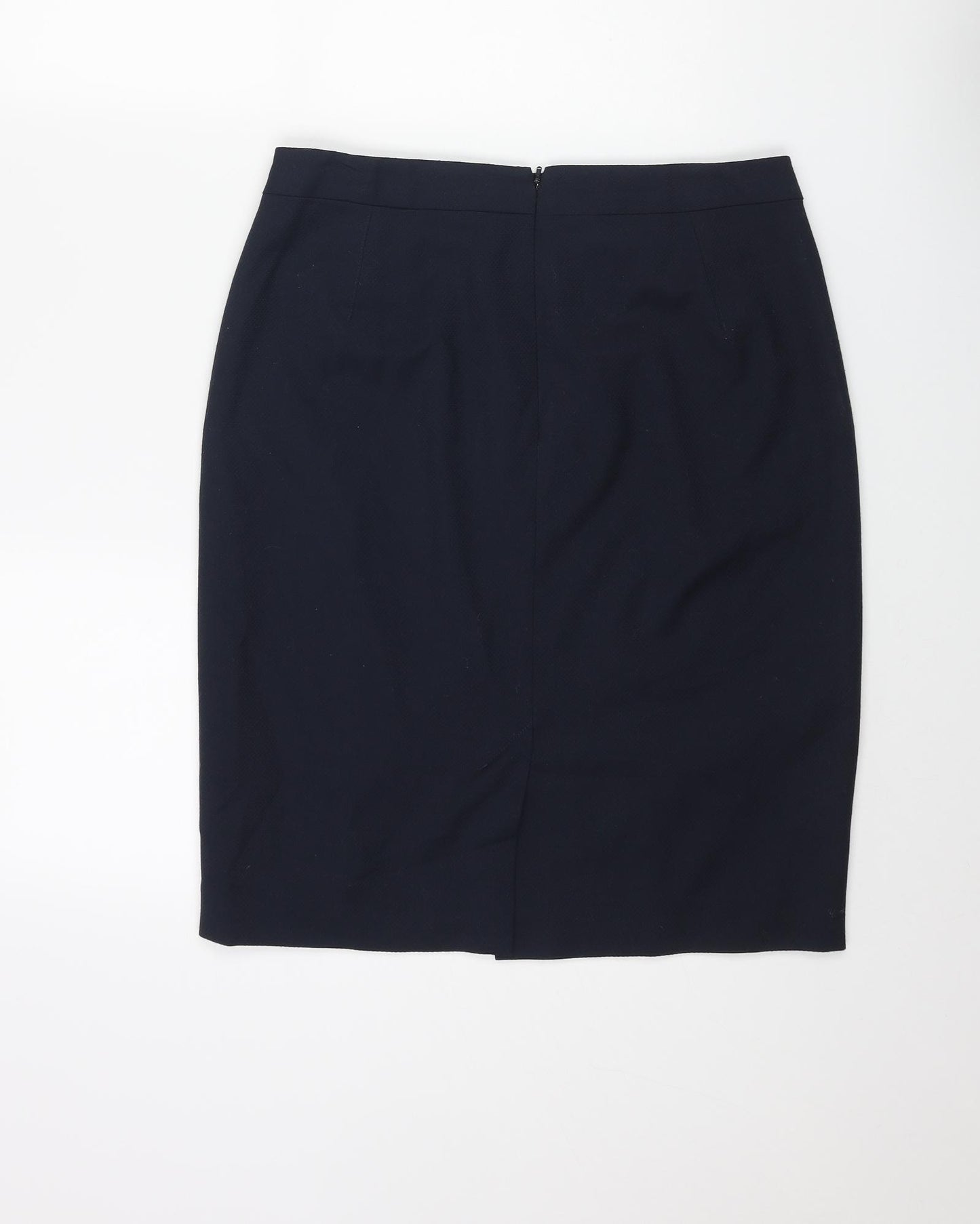 John Lewis Womens Blue Polyester Straight & Pencil Skirt Size 12 Zip