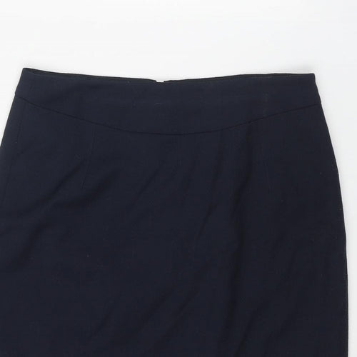 John Lewis Womens Blue Polyester Straight & Pencil Skirt Size 12 Zip