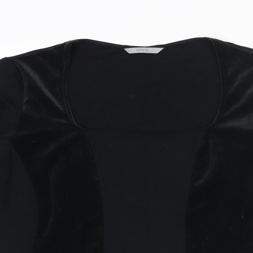Marks and Spencer Womens Black Viscose Basic Blouse Size 18 Square Neck