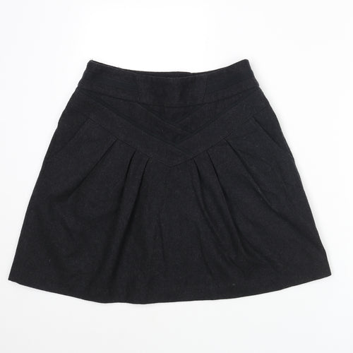 NEXT Womens Black Wool A-Line Skirt Size 8 Zip