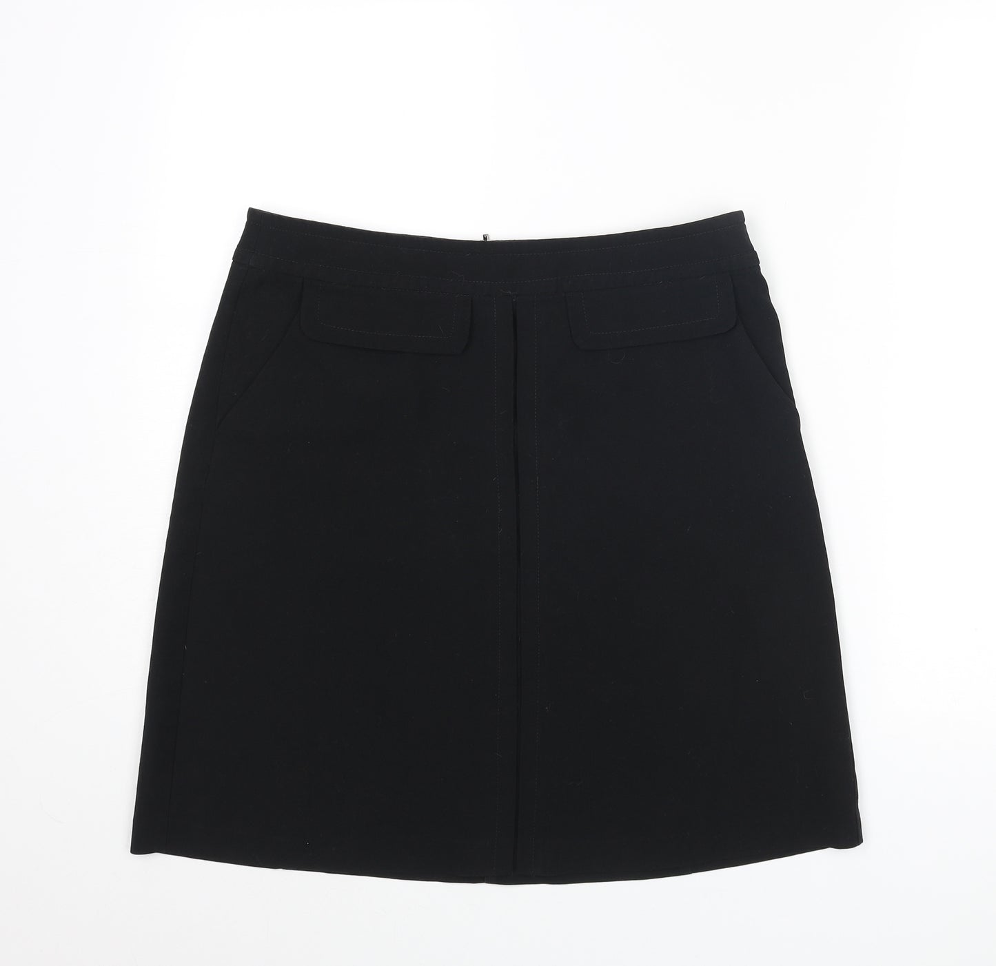 NEXT Womens Black Polyester A-Line Skirt Size 10 Zip