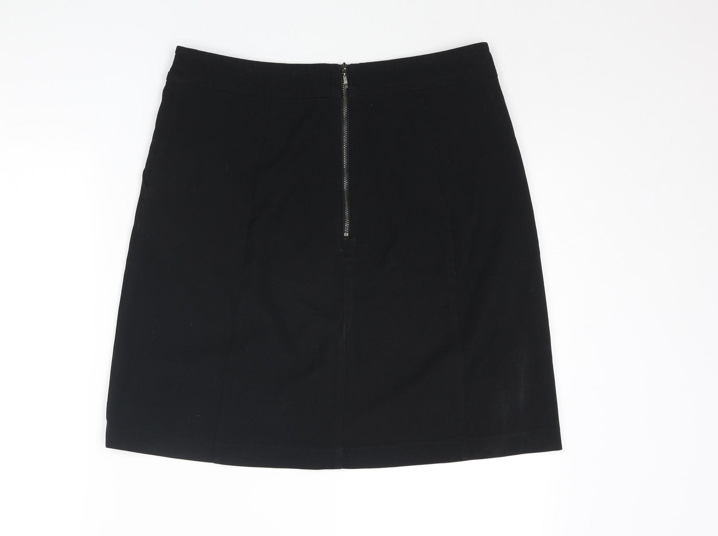NEXT Womens Black Polyester A-Line Skirt Size 10 Zip