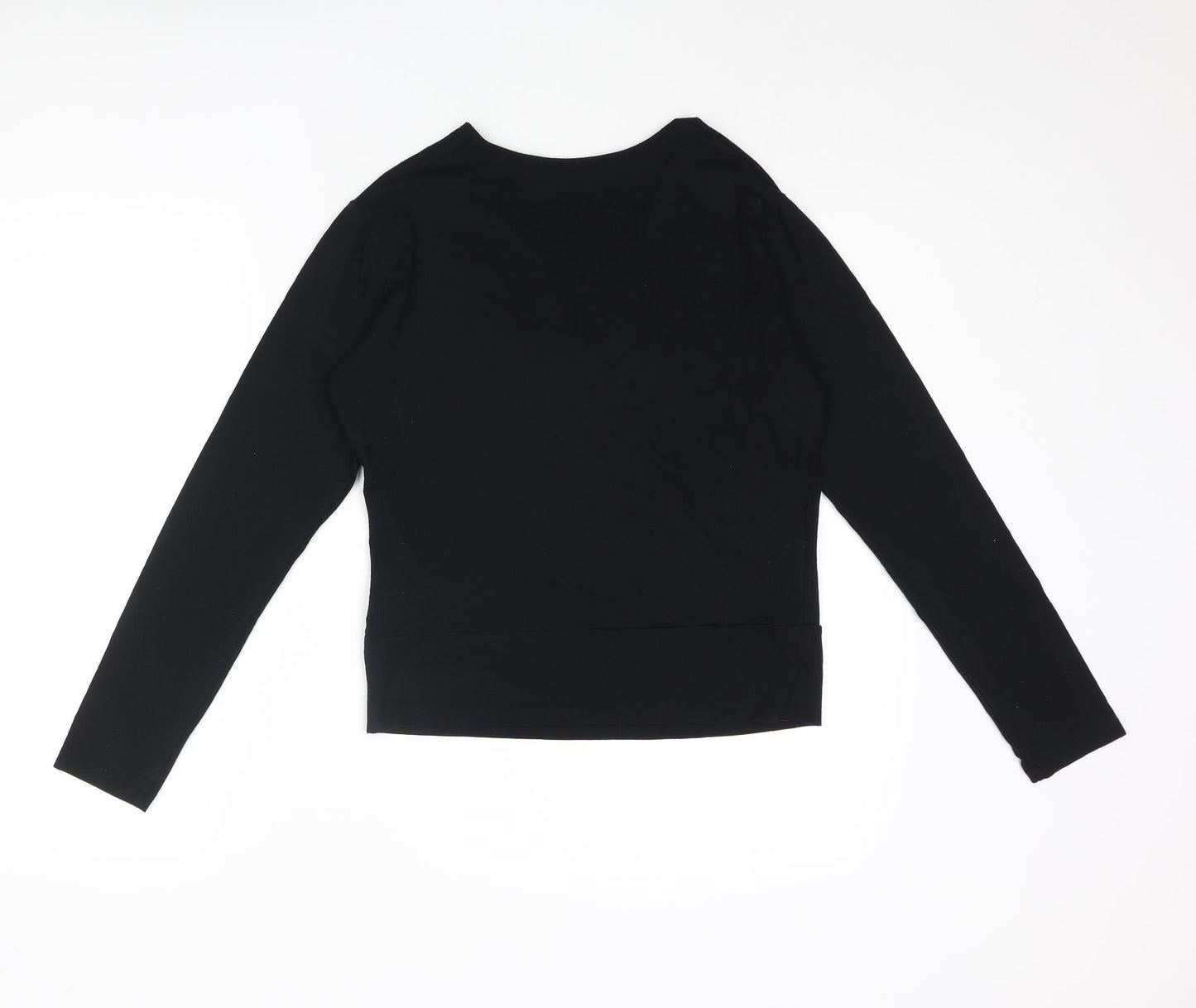 Marks and Spencer Womens Black Viscose Basic T-Shirt Size 12 V-Neck