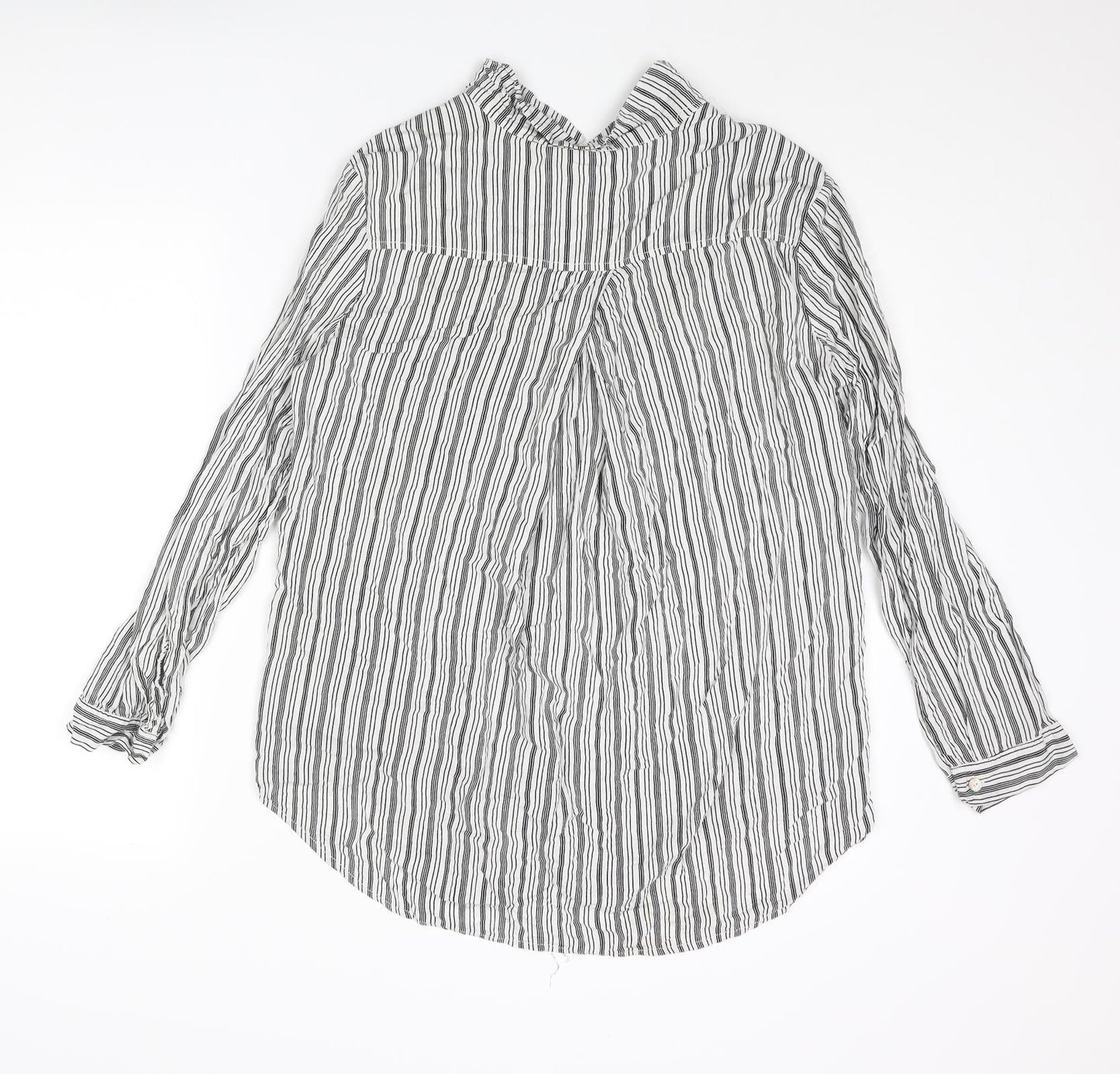Just Living Womens White Striped Cotton Basic Button-Up Size M Collared