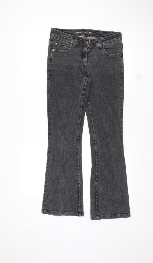 Denim & Co. Womens Black Cotton Bootcut Jeans Size 10 L29 in Regular Zip