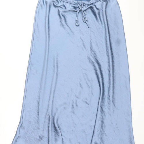 Marks and Spencer Womens Blue Polyester Maxi Skirt Size 16 Tie