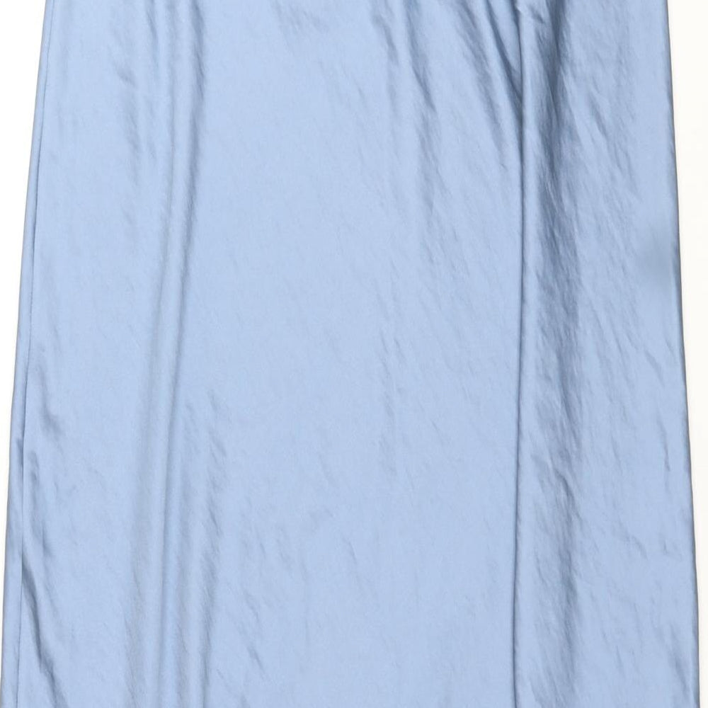 Marks and Spencer Womens Blue Polyester Maxi Skirt Size 16 Tie