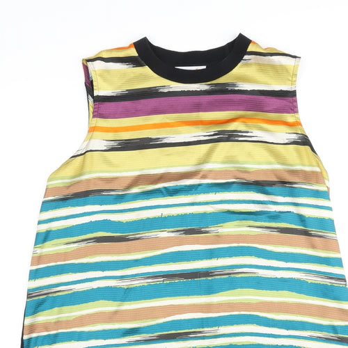 Per Una Womens Multicoloured Striped Polyester Tunic Blouse Size 16 Round Neck