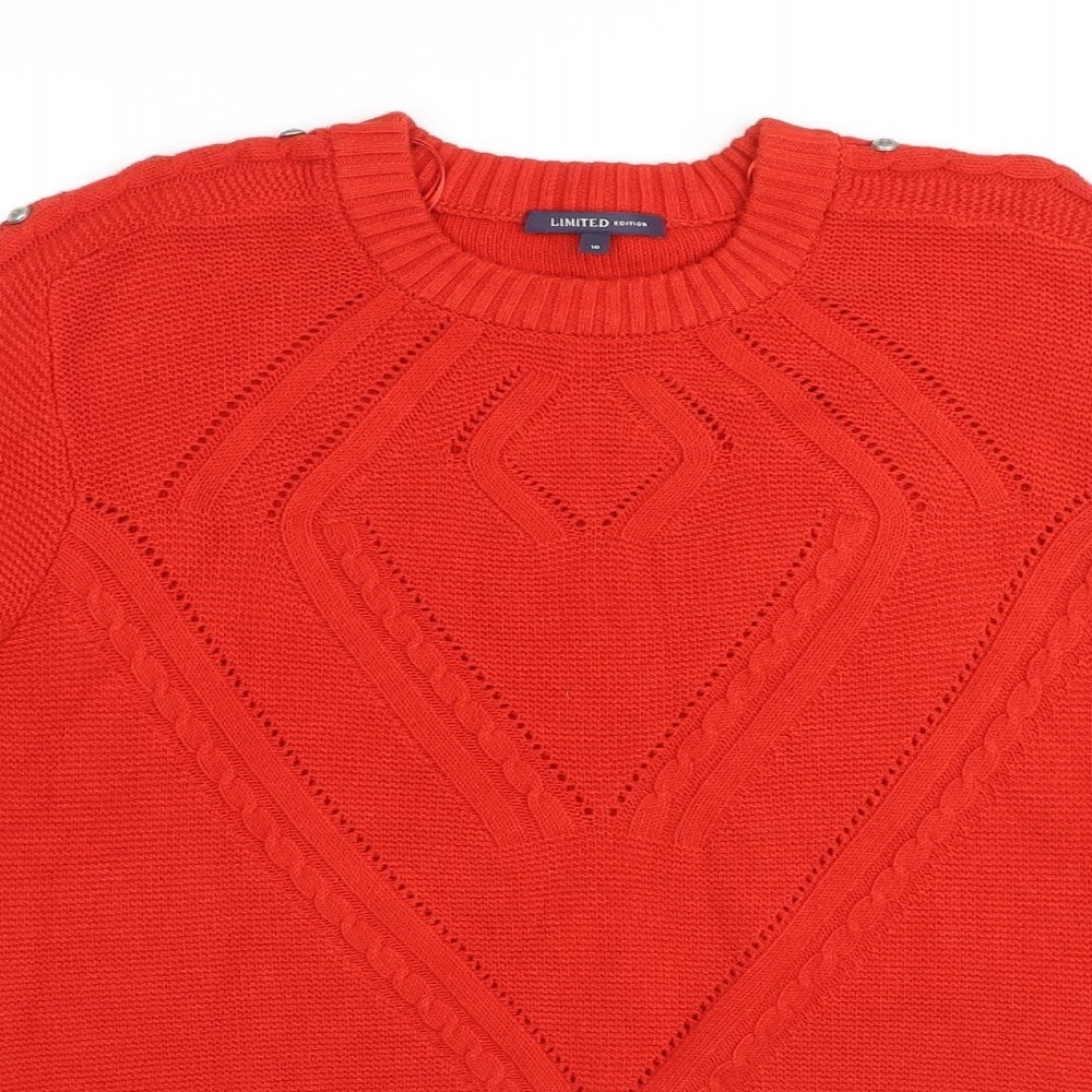 Marks and Spencer Womens Red Round Neck Viscose Pullover Jumper Size 16