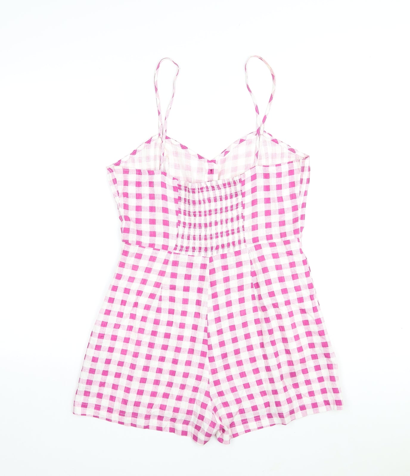 Zara Womens Purple Check Viscose Playsuit One-Piece Size M L3 in Button