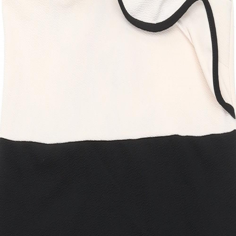 Select Womens Black Colourblock Polyester Pencil Dress Size 16 V-Neck Pullover - Ruffle